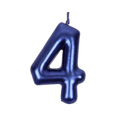 Happy Birthday No 4 Numeric Candle - Navy (NC-020) The Stationers